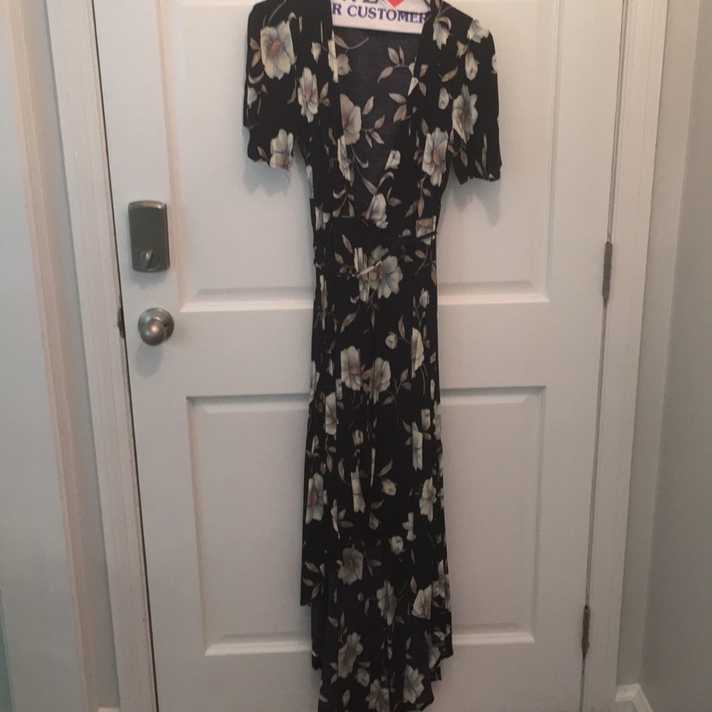 Cotton Candy LA floral wrap dress with tassel tie